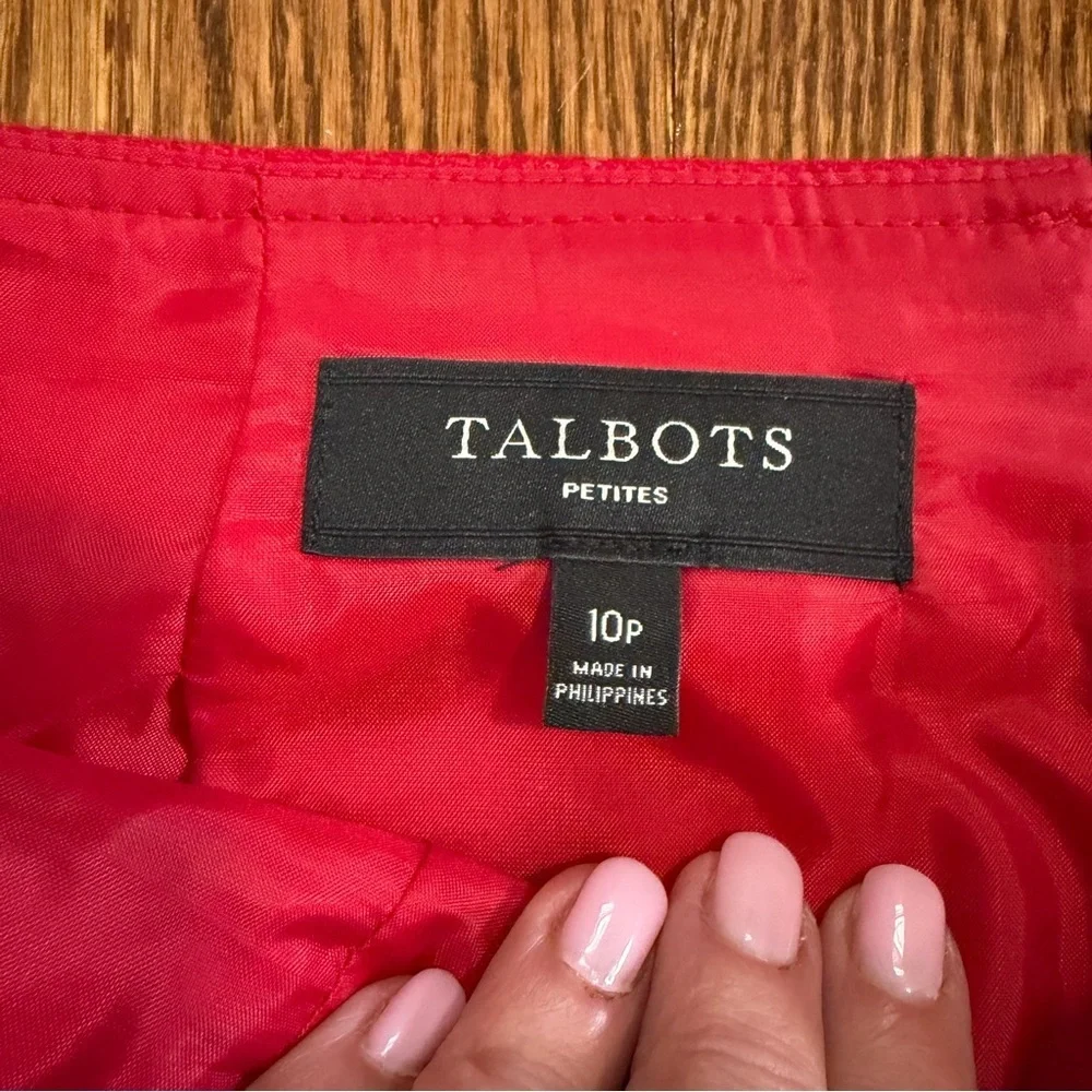 Talbots Petite Red Pencil Skirt Wool Blend Size 10P